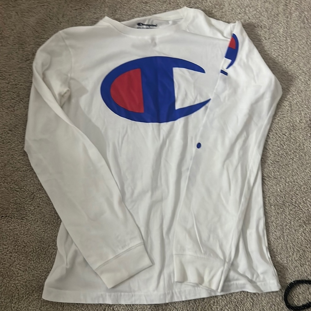 A white champion long sleeve